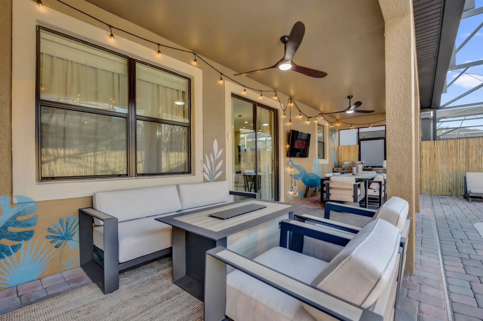Covered Patio & BBQ at ChampionsGate Luxury Villa in Davenport, Florida